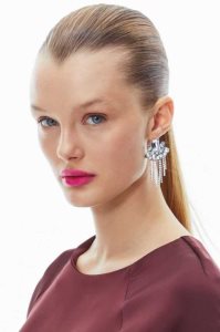 H&M Rhinestone Ohrringe Damen Silber | TPG-814902