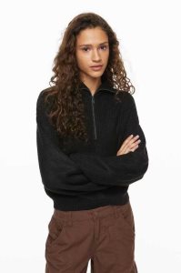 H&M Rib-knit Half-zip Pullover Damen Dunkelgrün | SFB-842310