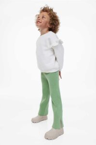 H&M Rib-knit Leggings Kinder Hellgrün | PSL-154829