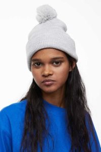 H&M Rib-knit Pompom Hüte Damen Schwarz | HDG-470892