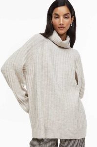 H&M Rib-knit Turtleneck Pullover Damen Hellbeige | HJT-395628