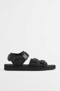 H&M Riemchen Sandalen Herren Schwarz | JLM-796580