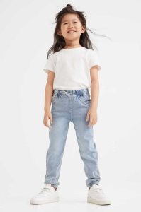 H&M Ruffle-trimmed Denim Jogginghose Kinder Hellblau | ECM-450128