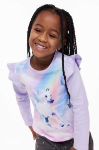 H&M Ruffle-trimmed Oberteile Kinder Hellblau | IBJ-405816