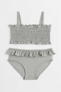 H&M Ruffle-trimmed Smocked Bikinihosen Kinder Dunkelrot | HGK-175490