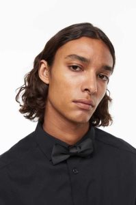 H&M Satin Bow Tie Blazer Herren Schwarz | HRG-265319