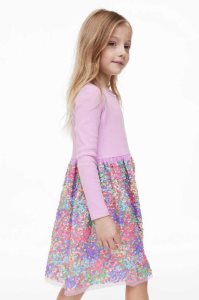H&M Sequined Jersey Kurzes Kleid Kinder Hellbeige Gold | VCW-083471