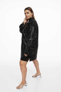 H&M Sequined Shirt Kleider Übergröße Damen Schwarz | VLI-356120