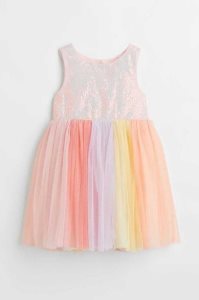 H&M Sequined Tulle Kurzes Kleid Kinder Rosa Rot | OXJ-750163