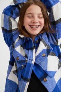 H&M Shacket Oberbekleidung Kinder Grün Weiß | LUV-593172