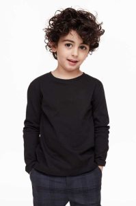 H&M Shirt Jersey Kinder Schwarz | TMJ-324709