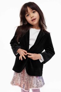H&M Single-breasted Velvet Jacke Kinder Schwarz | KNG-702498