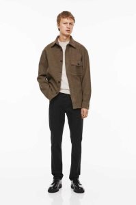 H&M Slim Fit Baumwoll Twill Hose Herren Braun | IWE-105672