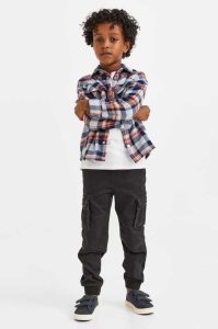 H&M Slim Fit Cargo Jogginghose Kinder Schwarz | CQV-382690