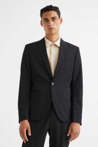 H&M Slim Fit Jacket Blazer Herren Schwarz | OKH-796485