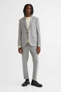 H&M Slim Fit Jersey Suit Pants Blazer Herren Grau | EGJ-903475