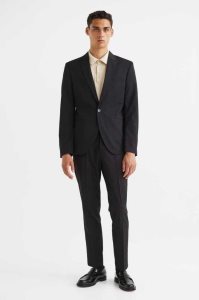 H&M Slim Fit Suit Pants Blazer Herren Schwarz | YFT-136097