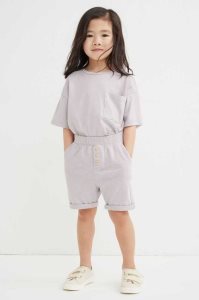 H&M Slub Baumwoll Kurze Hose Kinder Dunkelgrau Blau | HYL-679481