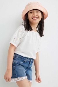 H&M Spitze-trimmed Denim Kurze Hose Kinder Blau | LSY-359187