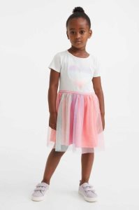 H&M Tulle-skirt Jersey Kurzes Kleid Kinder Weiß | DIZ-014963
