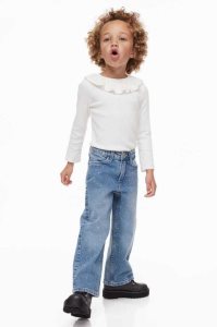 H&M Weite Leg Jeans Kinder Blau | LTB-403862