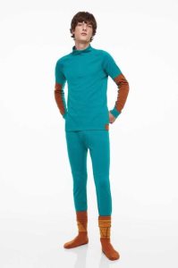 H&M Wolle-blend Base-layer Sportbekleidung Herren Türkis | IJK-725183