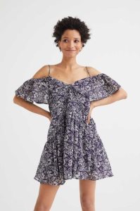 H&M Ärmellose Flounce-trimmed Kleider Damen Schwarz | TBS-732895