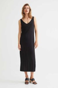 H&M Ärmellose Jersey Kleider Damen Schwarz | WAO-197845