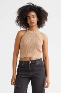 H&M Ärmellose Knit Oberteile Damen Schwarz | JNH-237086