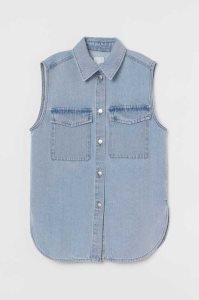H&M Ärmellose Shirt Jacke Damen Hellblau | VQR-528163